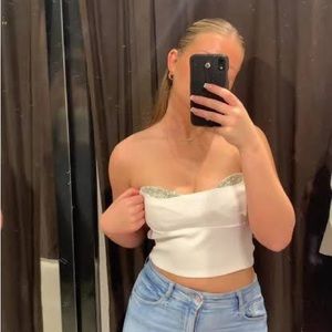 NWOT Zara Rhinestone Shimmery Shiny Crop Top